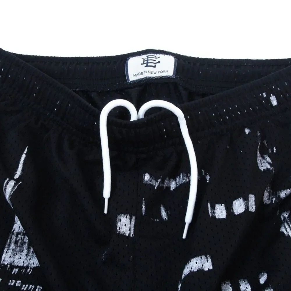 Eric Emanuel New York City Skyline Black Graphic Mesh Mens Large EE Basic Shorts